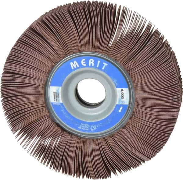 Merit Abrasives - 6" Diam, 240 Grit Aluminum Oxide Unmounted Flap Wheel - 1" Hole, 1" Wide, Coated, Very Fine Grade, 6,000 Max RPM , Cloth Backing - Americas Industrial Supply