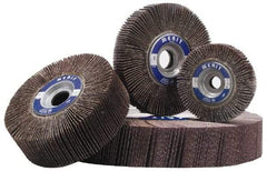 Merit Abrasives - 3-1/2" Diam, 60 Grit Aluminum Oxide Unmounted Flap Wheel - 5/8" Hole, 1-1/2" Wide, Coated, Medium Grade, 30,,000 Max RPM , Cloth Backing - Americas Industrial Supply