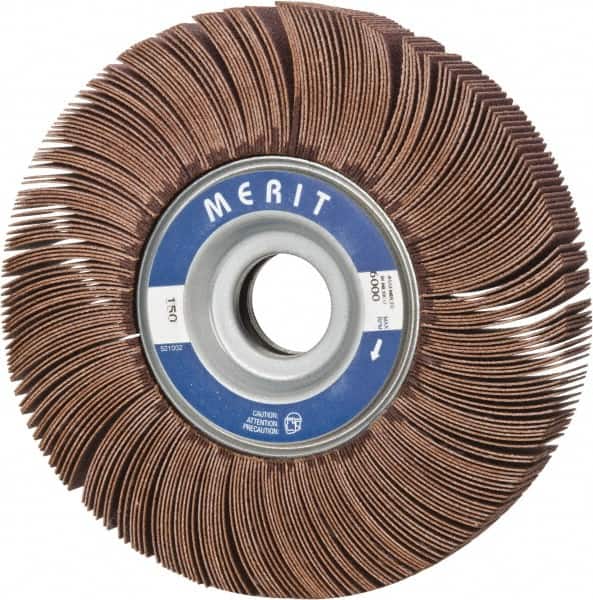 Merit Abrasives - 6" Diam, 150 Grit Aluminum Oxide Unmounted Flap Wheel - 1" Hole, 1" Wide, Coated, Very Fine Grade, 6,000 Max RPM , Cloth Backing - Americas Industrial Supply