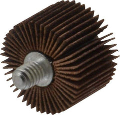 Merit Abrasives - 1" Diam x 5/8" Face Width, Fine Aluminum Oxide Coated Mounted Flap Wheel - 1/4-20 Threaded Mount, 120 Grit, Cloth Backing, 30,000 Max RPM - Americas Industrial Supply