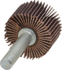 Merit Abrasives - 1" Diam x 5/8" Face Width, Very Fine Ceramic Alumina Coated Mounted Flap Wheel - 1/4" Shank Mount, 180 Grit, Cloth Backing, 30,000 Max RPM - Americas Industrial Supply