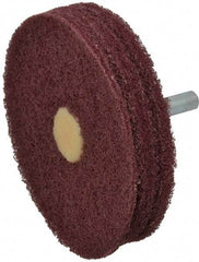 Merit Abrasives - 3" Diam, Medium Mounted Scrubber Buffing Wheel - 3 Ply, Very Fine Grade, 1/4" Shank Diam, 8,000 RPM - Americas Industrial Supply