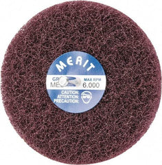 Merit Abrasives - 4" Diam, Medium Mounted Scrubber Buffing Wheel - 2 Ply, Medium Grade, 1/4" Shank Diam, 6,000 RPM - Americas Industrial Supply