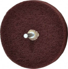 Merit Abrasives - 4" Diam, Medium Mounted Scrubber Buffing Wheel - 3 Ply, Very Fine Grade, 1/4" Shank Diam, 6,000 RPM - Americas Industrial Supply