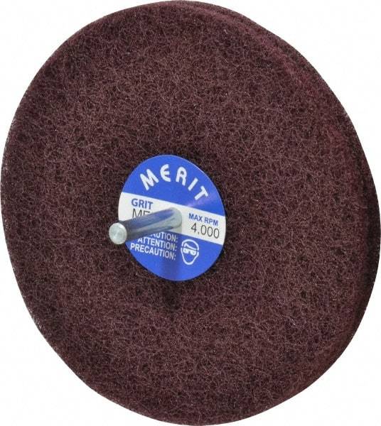 Merit Abrasives - 5" Diam, Medium Mounted Scrubber Buffing Wheel - 2 Ply, Medium Grade, 1/4" Shank Diam, 4,000 RPM - Americas Industrial Supply