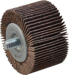 Merit Abrasives - 1-5/8" Diam x 1" Face Width, Medium Aluminum Oxide Coated Mounted Flap Wheel - 1/4-20 Threaded Mount, 80 Grit, Cloth Backing, 25,000 Max RPM - Americas Industrial Supply