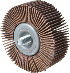 Merit Abrasives - 2" Diam x 3/4" Face Width, Medium Aluminum Oxide Coated Mounted Flap Wheel - 1/4-20 Threaded Mount, 80 Grit, Cloth Backing, 25,000 Max RPM - Americas Industrial Supply