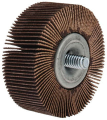 Merit Abrasives - 2" Diam x 3/4" Face Width, Very Fine Aluminum Oxide Coated Mounted Flap Wheel - 1/4-20 Threaded Mount, 180 Grit, Cloth Backing, 25,000 Max RPM - Americas Industrial Supply