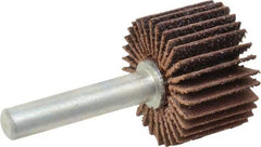 Merit Abrasives - 1" Diam x 5/8" Face Width, Medium Ceramic Alumina Coated Mounted Flap Wheel - 1/4" Shank Mount, 60 Grit, Cloth Backing, 30,000 Max RPM - Americas Industrial Supply