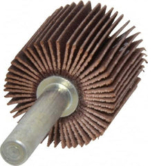Merit Abrasives - 1" Diam x 1" Face Width, Very Fine Ceramic Alumina Coated Mounted Flap Wheel - 1/4" Shank Mount, 240 Grit, Cloth Backing, 30,000 Max RPM - Americas Industrial Supply