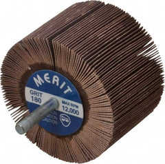 Merit Abrasives - 3" Diam x 2" Face Width, Very Fine Ceramic Alumina Coated Mounted Flap Wheel - 1/4" Shank Mount, 180 Grit, Cloth Backing, 20,000 Max RPM - Americas Industrial Supply