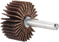Merit Abrasives - 1-3/8" Diam x 5/8" Face Width, Medium Aluminum Oxide Coated Mounted Flap Wheel - 1/4" Shank Mount, 60 Grit, Cloth Backing, 30,000 Max RPM - Americas Industrial Supply