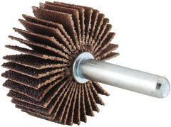 Merit Abrasives - 1-3/8" Diam x 5/8" Face Width, Medium Aluminum Oxide Coated Mounted Flap Wheel - 1/4" Shank Mount, 80 Grit, Cloth Backing, 30,000 Max RPM - Americas Industrial Supply