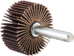 Merit Abrasives - 1-3/8" Diam x 5/8" Face Width, Fine Aluminum Oxide Coated Mounted Flap Wheel - 1/4" Shank Mount, 120 Grit, Cloth Backing, 30,000 Max RPM - Americas Industrial Supply