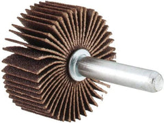 Merit Abrasives - 1-3/8" Diam x 5/8" Face Width, Very Fine Aluminum Oxide Coated Mounted Flap Wheel - 1/4" Shank Mount, 180 Grit, Cloth Backing, 30,000 Max RPM - Americas Industrial Supply