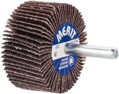 Merit Abrasives - 2" Diam x 1" Face Width, Coarse Aluminum Oxide Coated Mounted Flap Wheel - 1/4" Shank Mount, 40 Grit, Cloth Backing, 25,000 Max RPM - Americas Industrial Supply