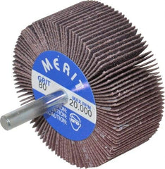 Merit Abrasives - 2-1/2" Diam x 1" Face Width, Medium Ceramic Alumina Coated Mounted Flap Wheel - 1/4" Shank Mount, 80 Grit, Cloth Backing, 20,000 Max RPM - Americas Industrial Supply