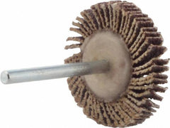 Merit Abrasives - 1-3/16" Diam x 3/16" Face Width, Medium Aluminum Oxide Coated Mounted Flap Wheel - 1/8" Shank Mount, 60 Grit, Cloth Backing, 30,000 Max RPM - Americas Industrial Supply