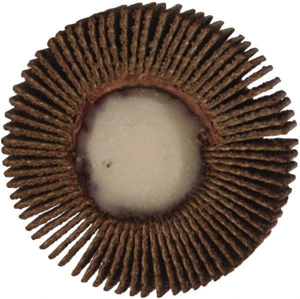 Merit Abrasives - 1-3/16" Diam x 1/4" Face Width, Fine Aluminum Oxide Coated Mounted Flap Wheel - 1/4" Shank Mount, 120 Grit, Cloth Backing, 25,000 Max RPM - Americas Industrial Supply