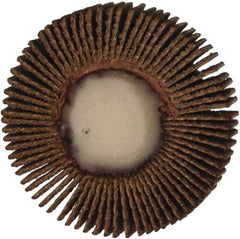 Merit Abrasives - 1-3/16" Diam x 1/4" Face Width, Fine Aluminum Oxide Coated Mounted Flap Wheel - 1/4" Shank Mount, 120 Grit, Cloth Backing, 25,000 Max RPM - Americas Industrial Supply