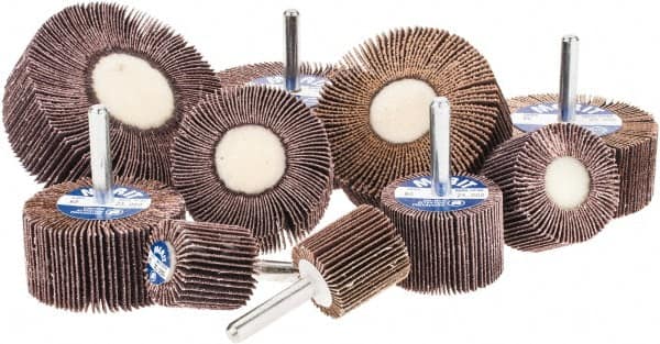 Merit Abrasives - 10 Piece Flap Wheel Kit - Contains Wheels Mounted on 1/4" Shank - Americas Industrial Supply