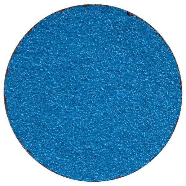 Merit Abrasives - 2" Disc Diam, 50 Grit, Zirconia Alumina Quick Change Disc - Type R Attaching System, Coated, Blue, Coarse Grade, 30,000 RPM - Americas Industrial Supply