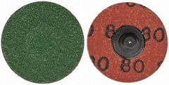 Merit Abrasives - 1-1/2" Disc Diam, 80 Grit, Zirconia Alumina Quick Change Disc - Type R Attaching System, Coated, Blue, Medium Grade, 30,000 RPM - Americas Industrial Supply