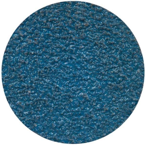 Merit Abrasives - 2" Disc Diam, 36 Grit, Zirconia Alumina Quick Change Disc - Type S Attaching System, Coated, Blue, Very Coarse Grade, 30,000 RPM - Americas Industrial Supply