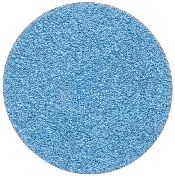 Merit Abrasives - 2" Disc Diam, 60 Grit, Zirconia Alumina Quick Change Disc - Type S Attaching System, Coated, Blue, Medium Grade, 30,000 RPM - Americas Industrial Supply