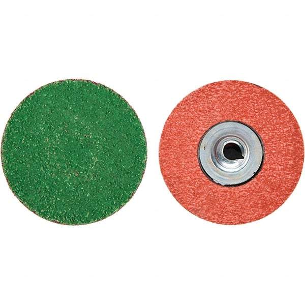 Merit Abrasives - 3" Disc Diam, 40 Grit, Zirconia Alumina Quick Change Disc - Type S Attaching System, Coated, Blue, Coarse Grade, 20,000 RPM - Americas Industrial Supply