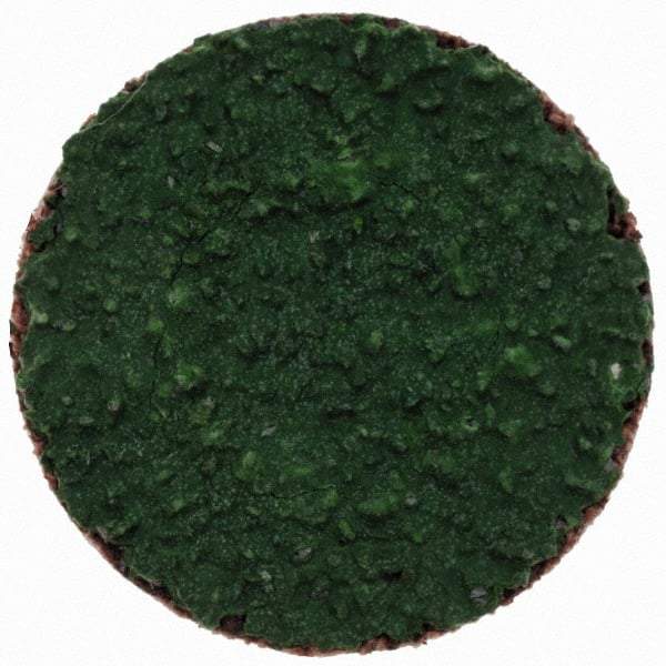 Merit Abrasives - 1" Disc Diam, 40 Grit, Zirconia Alumina Quick Change Disc - Type S Attaching System, Coated, Green, Coarse Grade, 40,000 RPM, R801 Series - Americas Industrial Supply
