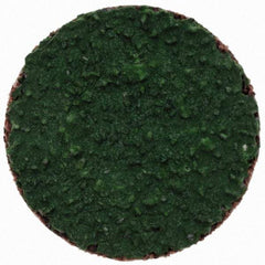 Merit Abrasives - 1" Disc Diam, 40 Grit, Zirconia Alumina Quick Change Disc - Type S Attaching System, Coated, Green, Coarse Grade, 40,000 RPM, R801 Series - Americas Industrial Supply