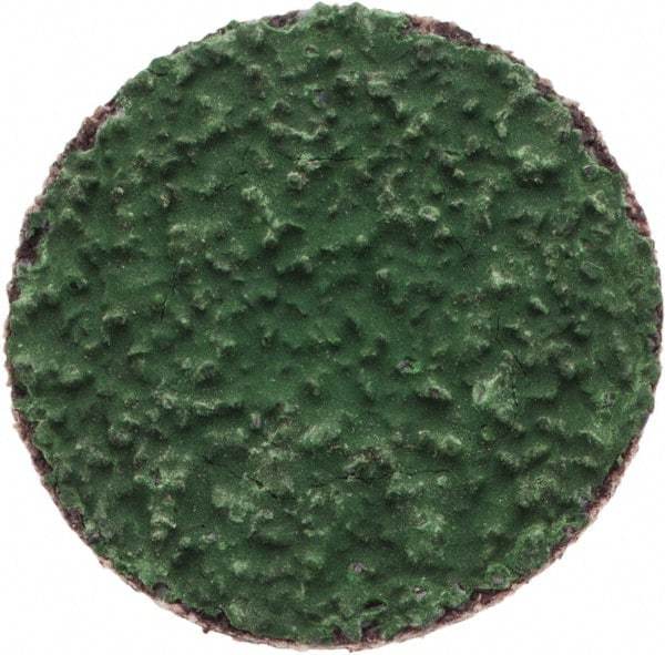 Merit Abrasives - 1" Disc Diam, 40 Grit, Zirconia Alumina Quick Change Disc - Type R Attaching System, Coated, Green, Coarse Grade, 40,000 RPM, R801 Series - Americas Industrial Supply