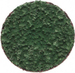 Merit Abrasives - 1" Disc Diam, 40 Grit, Zirconia Alumina Quick Change Disc - Type R Attaching System, Coated, Green, Coarse Grade, 40,000 RPM, R801 Series - Americas Industrial Supply