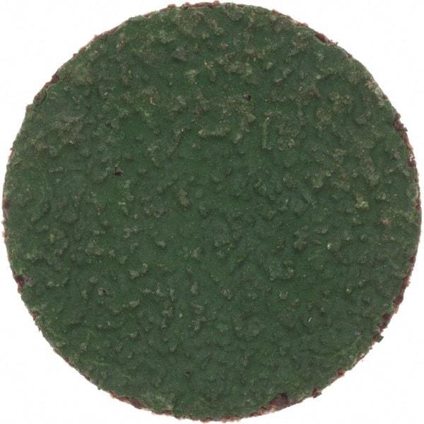 Merit Abrasives - 1" Disc Diam, 50 Grit, Zirconia Alumina Quick Change Disc - Type R Attaching System, Coated, Green, Coarse Grade, 40,000 RPM, R801 Series - Americas Industrial Supply