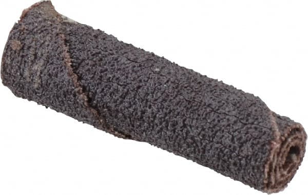 Merit Abrasives - 3/8" Max Roll Diam x 1-1/2" OAL, 60 Grit Aluminum Oxide Straight Cartridge Roll - 1/8" Pilot Hole Diam, Medium Grade - Americas Industrial Supply