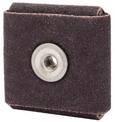 Merit Abrasives - 80 Grit, Medium Grade, Aluminum Oxide Square Pad - 1-1/2" Long x 1-1/2" Wide x 1/2" Thick, 18,000 Max RPM - Americas Industrial Supply