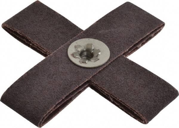 Merit Abrasives - 60 Grit, Medium Grade, Aluminum Oxide Cross Pad - 4" Long x 4" Wide x 1" Thick, 8 Ply, 12,000 Max RPM - Americas Industrial Supply