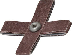 Merit Abrasives - 80 Grit, Medium Grade, Aluminum Oxide Cross Pad - 2-1/4" Long x 2-1/4" Wide x 1/2" Thick, 8 Ply, 18,000 Max RPM - Americas Industrial Supply