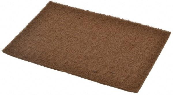 Merit Abrasives - Medium Grade, Aluminum Oxide Hand Pad - Brown, 6" Wide x 9" Long, Nonwoven - Americas Industrial Supply