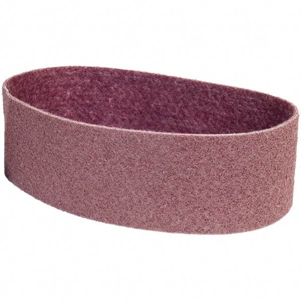 Merit Abrasives - 4" Wide x 36" OAL, Aluminum Oxide Abrasive Belt - Aluminum Oxide, Medium, Nonwoven - Americas Industrial Supply