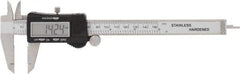Value Collection - 0 to 150mm Range, 0.01mm Resolution, Electronic Caliper - Steel with Steel Jaws, 0.001" Accuracy - Americas Industrial Supply