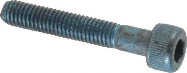 Metric Blue - M5x0.80 Metric Coarse Hex Socket Drive, Socket Cap Screw - Grade 12.9 Alloy Steel, Metric Blue Finish, Partially Threaded, 30mm Length Under Head - Americas Industrial Supply