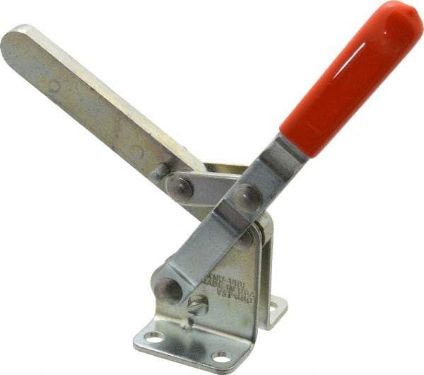 Lapeer - 700 Lb Holding Capacity, Vertical Handle, Manual Hold Down Toggle Clamp - 57° Handle Movement, 106° Bar Opening, Solid Bar, Flanged Base, Carbon Steel - Americas Industrial Supply