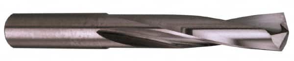Atrax - 9.5mm 135° Spiral Flute Solid Carbide Screw Machine Drill Bit - Bright Finish, Right Hand Cut, 1-13/16" Flute Length, 3-1/8" OAL, Split Point, Straight Shank - Americas Industrial Supply