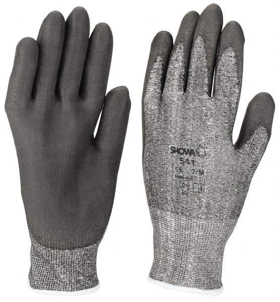 SHOWA - Size XL (11), ANSI Cut Lvl 2, Puncture Lvl 2, Abrasion Lvl 6, Polyurethane Coated Cut Resistant Gloves - 9.5" Long, Palm & Fingers Coated, HPPE Lining, Knit Wrist, Gray/Gray, Paired - Americas Industrial Supply