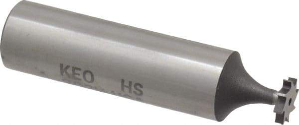 Keo - 5/16" Diam x 1/16" Face Width, High Speed Steel, 8 Teeth, Shank Connection Woodruff Keyseat Cutter - Uncoated, 2-1/16" OAL x 1/2" Shank, Straight Teeth, ANSI 202-1/2, Old Standard 206 - Americas Industrial Supply
