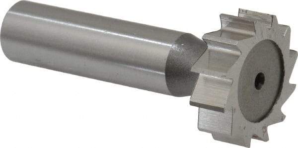 Keo - 1" Diam x 5/16" Face Width, High Speed Steel, 12 Teeth, Shank Connection Woodruff Keyseat Cutter - Uncoated, 2-5/16" OAL x 1/2" Shank, Straight Teeth, ANSI 1008, Old Standard B - Americas Industrial Supply
