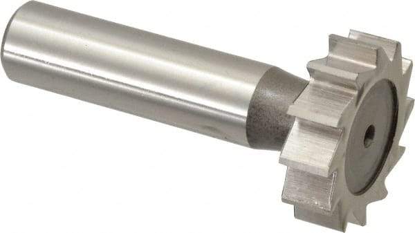 Keo - 1-1/8" Diam x 5/16" Face Width, High Speed Steel, 12 Teeth, Shank Connection Woodruff Keyseat Cutter - Uncoated, 2-5/16" OAL x 1/2" Shank, Straight Teeth, ANSI 1009, Old Standard C - Americas Industrial Supply