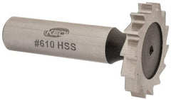 Keo - 1-1/4" Diam x 3/16" Face Width, High Speed Steel, 14 Teeth, Shank Connection Woodruff Keyseat Cutter - Uncoated, 2-3/16" OAL x 1/2" Shank, Straight Teeth, ANSI 610, Old Standard 19 - Americas Industrial Supply